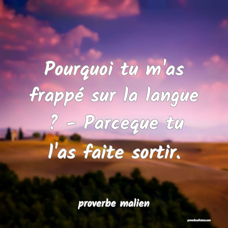  Pourquoi tu m'as frappé sur la langue ? - Parceque tu l'as faite sortir.