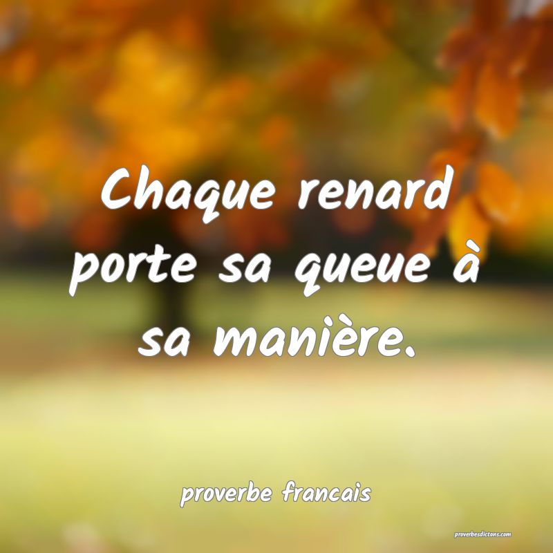  Chaque renard porte sa queue à sa manière.