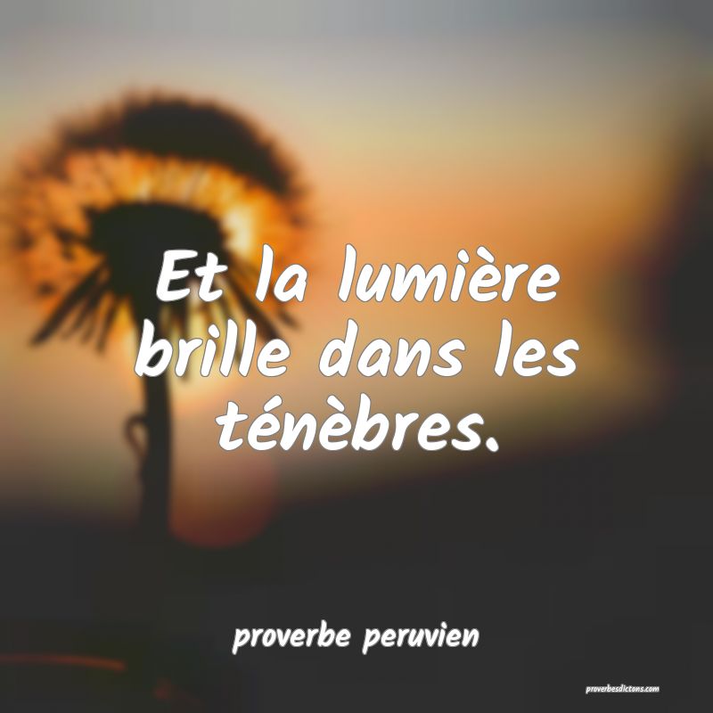  Et la lumière brille dans les ténèbres.