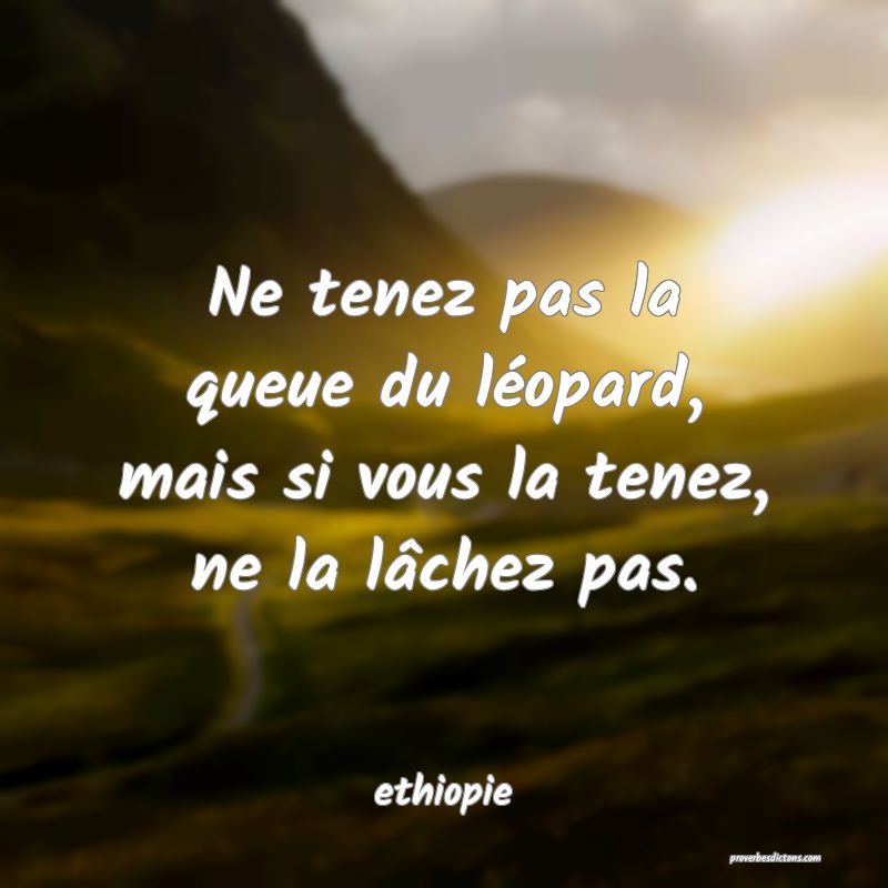  Ne tenez pas la queue du léopard, mais si vous la tenez, ne la lâchez pas.