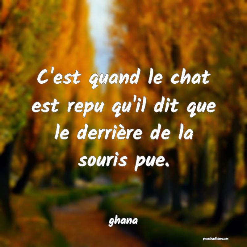 C'est quand le chat est repu qu'il dit que le derrière de la souris pue.