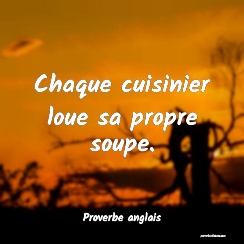  Chaque cuisinier loue sa propre soupe.