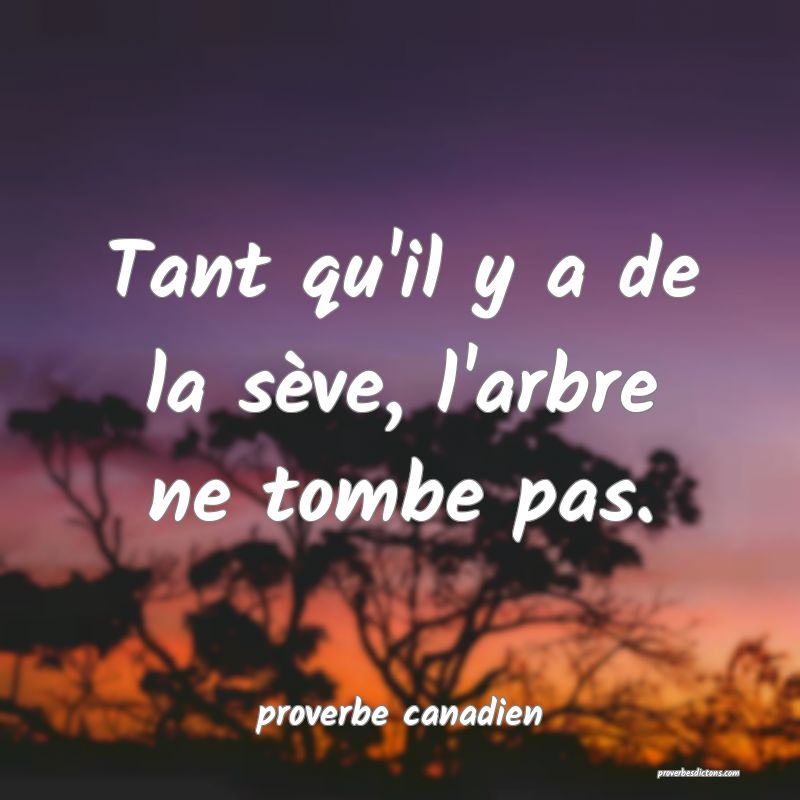  Tant qu'il y a de la sève, l'arbre ne tombe pas.