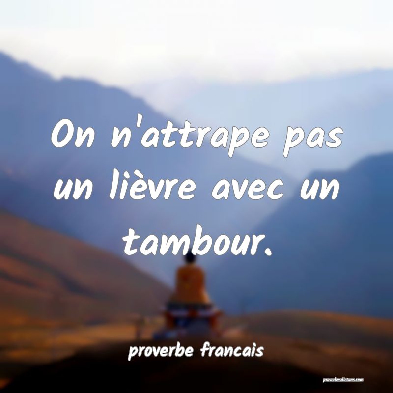  On n'attrape pas un lièvre avec un tambour.