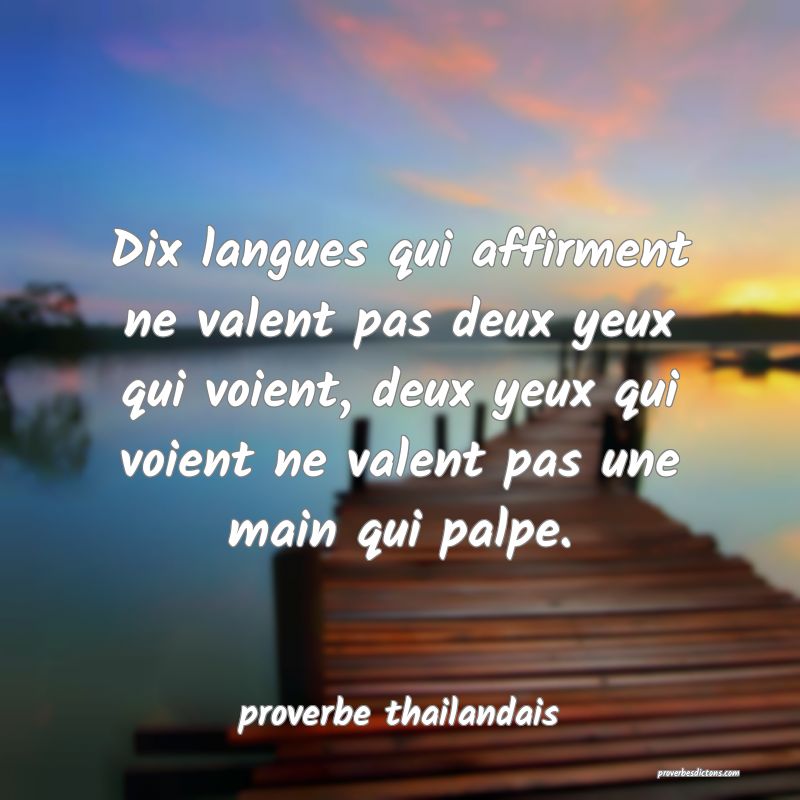  Dix langues qui affirment ne valent pas deux yeux qui voient, deux yeux qui voient ne valent pas une main qui palpe.