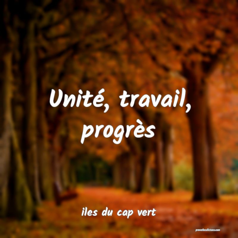  Unité, travail, progrès
