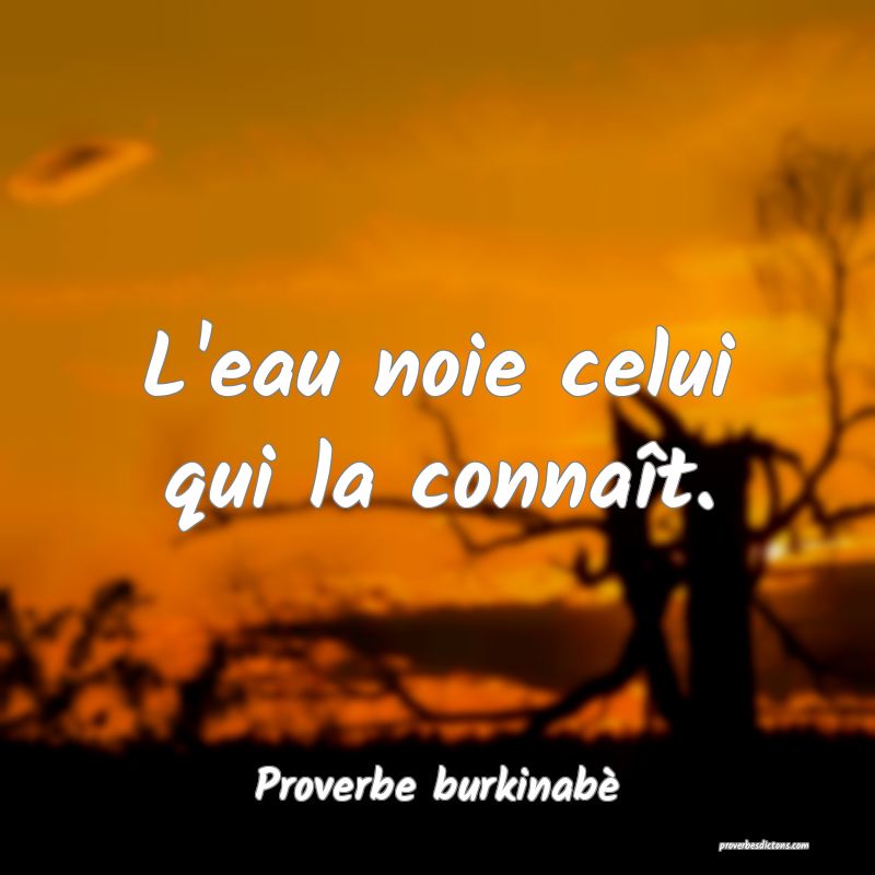 L'eau noie celui qui la connaît.