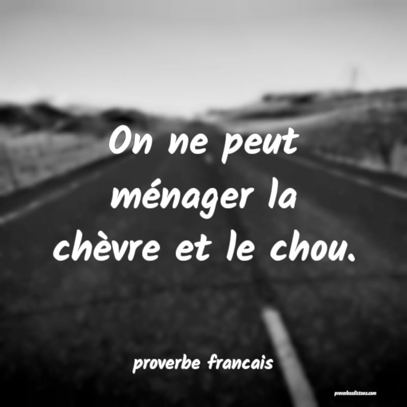  On ne peut ménager la chèvre et le chou.