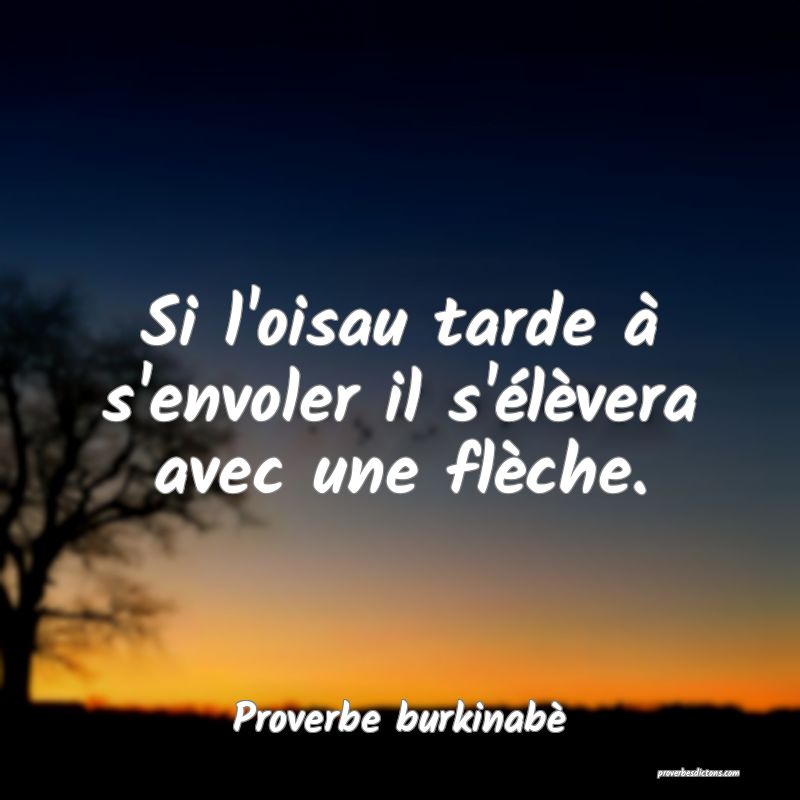  Si l'oisau tarde à s'envoler il s'élèvera avec une flèche.