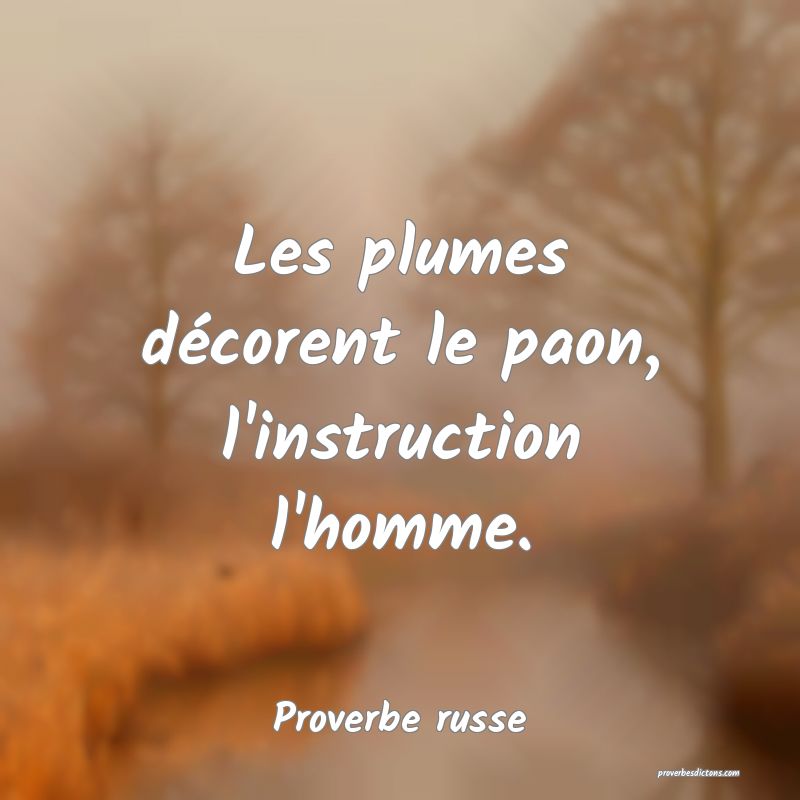  Les plumes décorent le paon, l'instruction l'homme.