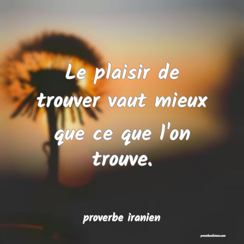  Le plaisir de trouver vaut mieux que ce que l'on trouve.