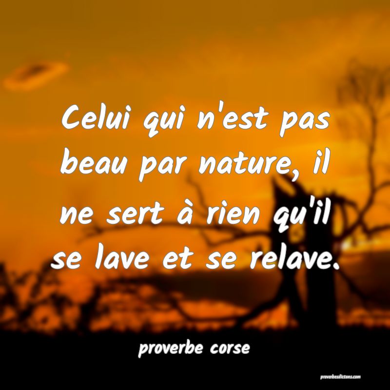  Celui qui n'est pas beau par nature, il ne sert à rien qu'il se lave et se relave.