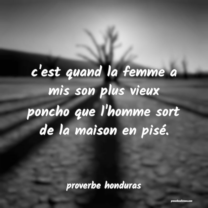  c'est quand la femme a mis son plus vieux poncho que l'homme sort de la maison en pisé.