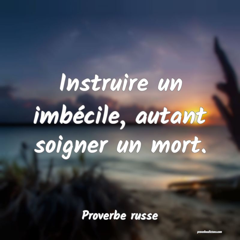  Instruire un imbécile, autant soigner un mort.