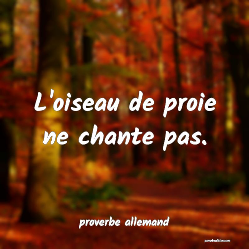  L'oiseau de proie ne chante pas.