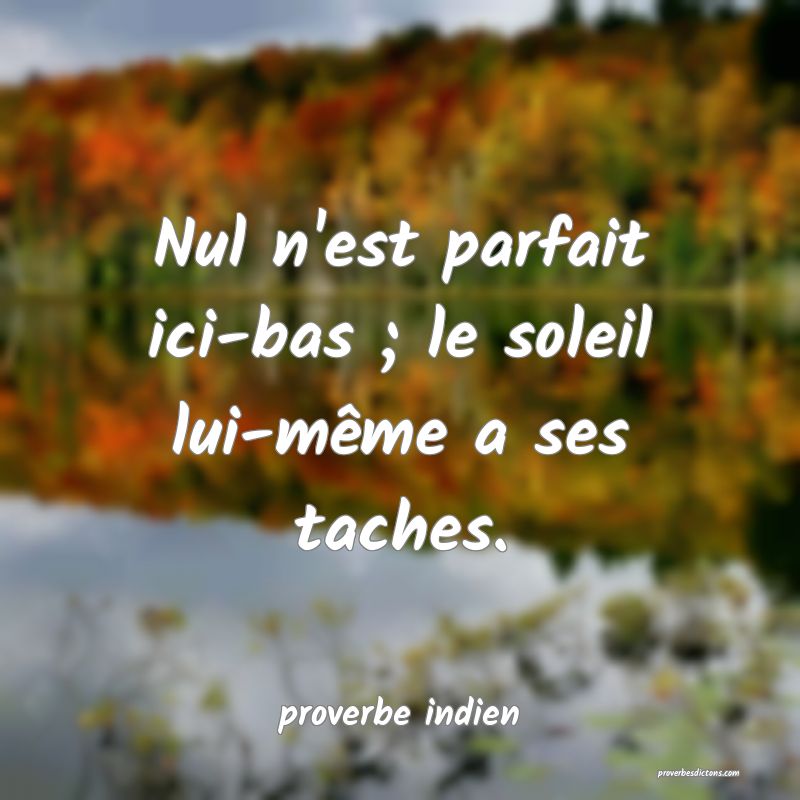 Nul n'est parfait ici-bas ; le soleil lui-même a ses taches.