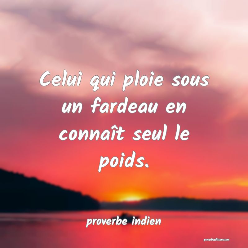  Celui qui ploie sous un fardeau en connaît seul le poids.