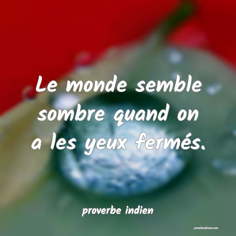  Le monde semble sombre quand on a les yeux fermés.