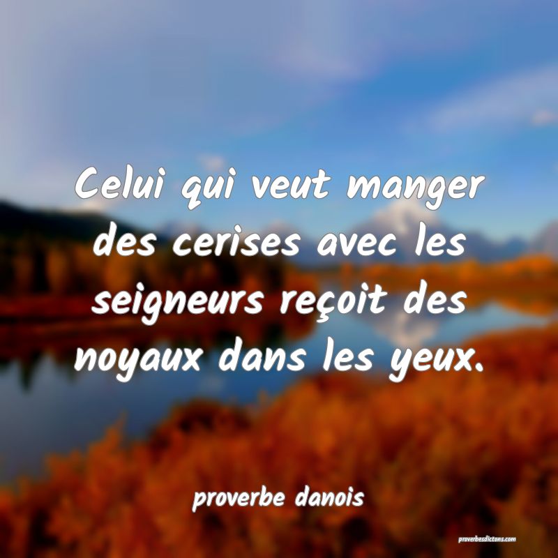  Celui qui veut manger des cerises avec les seigneurs reçoit des noyaux dans les yeux.