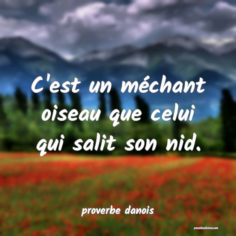  C'est un méchant oiseau que celui qui salit son nid.