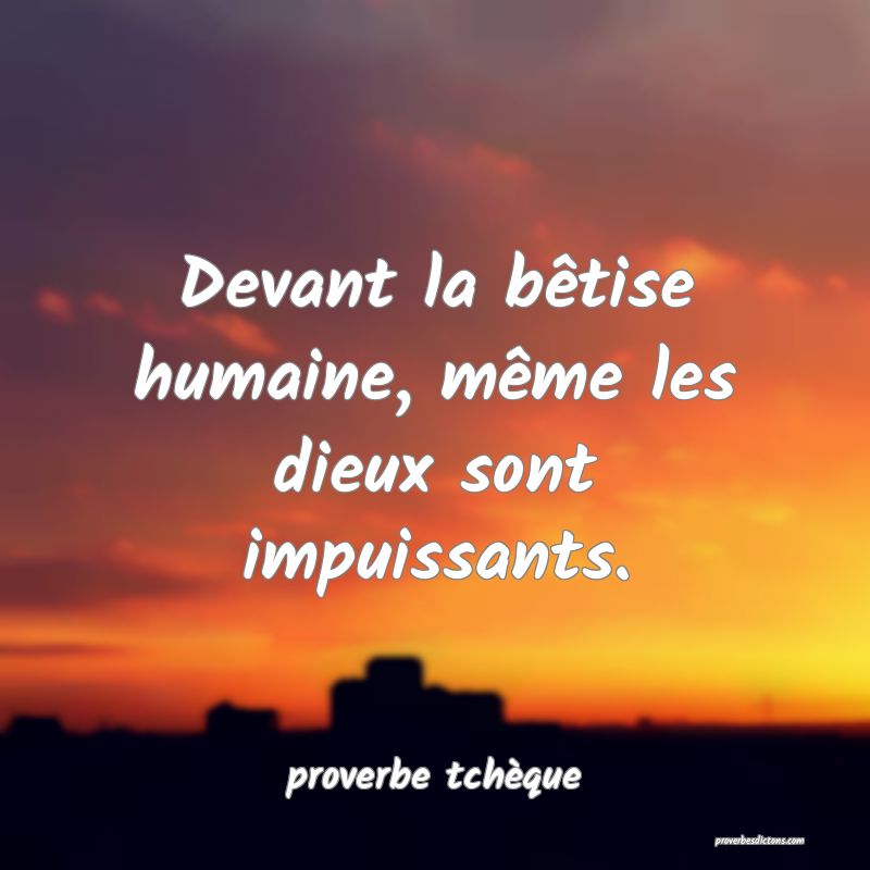  Devant la bêtise humaine, même les dieux sont impuissants.