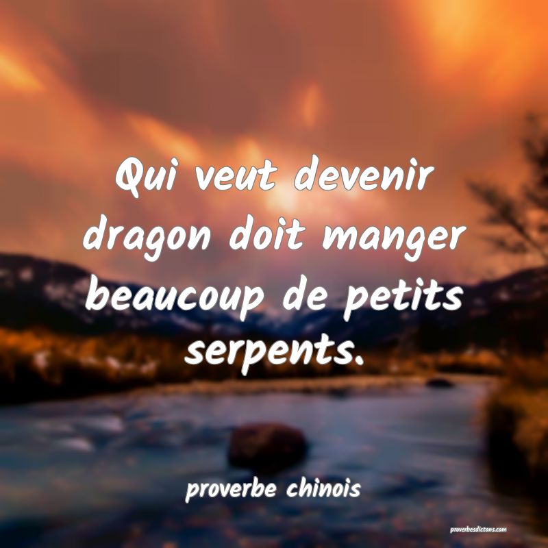  Qui veut devenir dragon doit manger beaucoup de petits serpents.