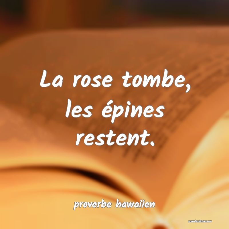  La rose tombe, les épines restent.