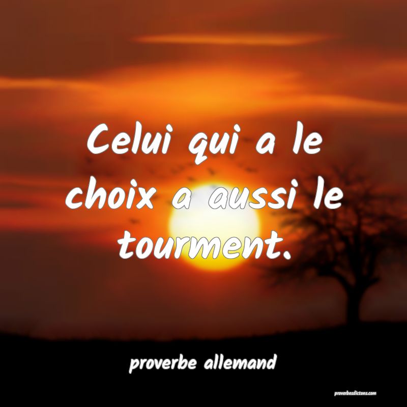  Celui qui a le choix a aussi le tourment.