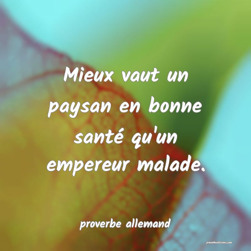  Mieux vaut un paysan en bonne santé qu'un empereur malade.