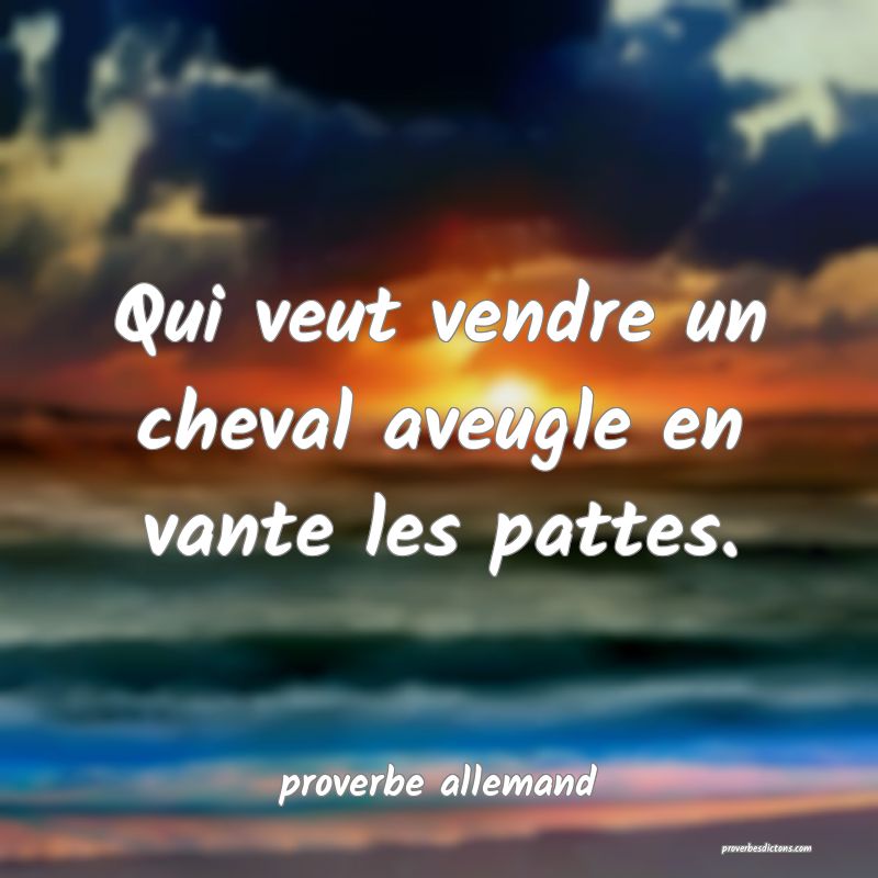  Qui veut vendre un cheval aveugle en vante les pattes.