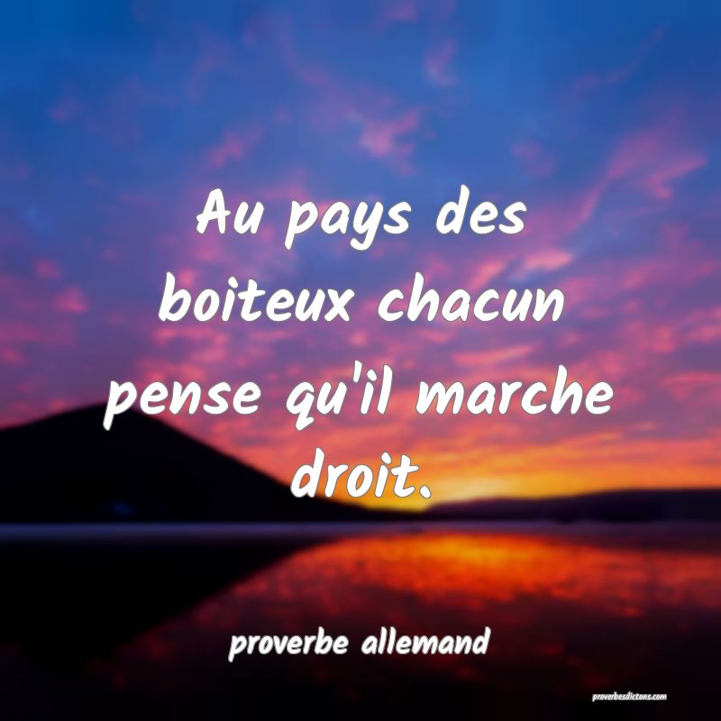  Au pays des boiteux chacun pense qu'il marche droit.