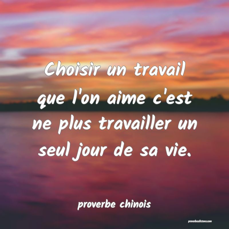  Choisir un travail que l'on aime c'est ne plus travailler un seul jour de sa vie.