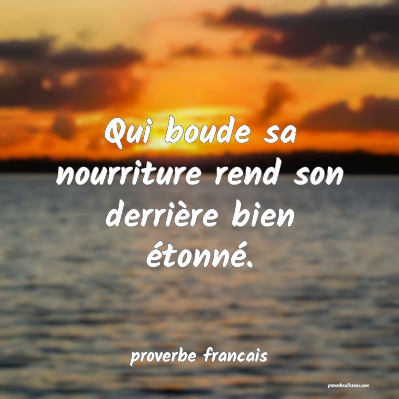  Qui boude sa nourriture rend son derrière bien étonné.