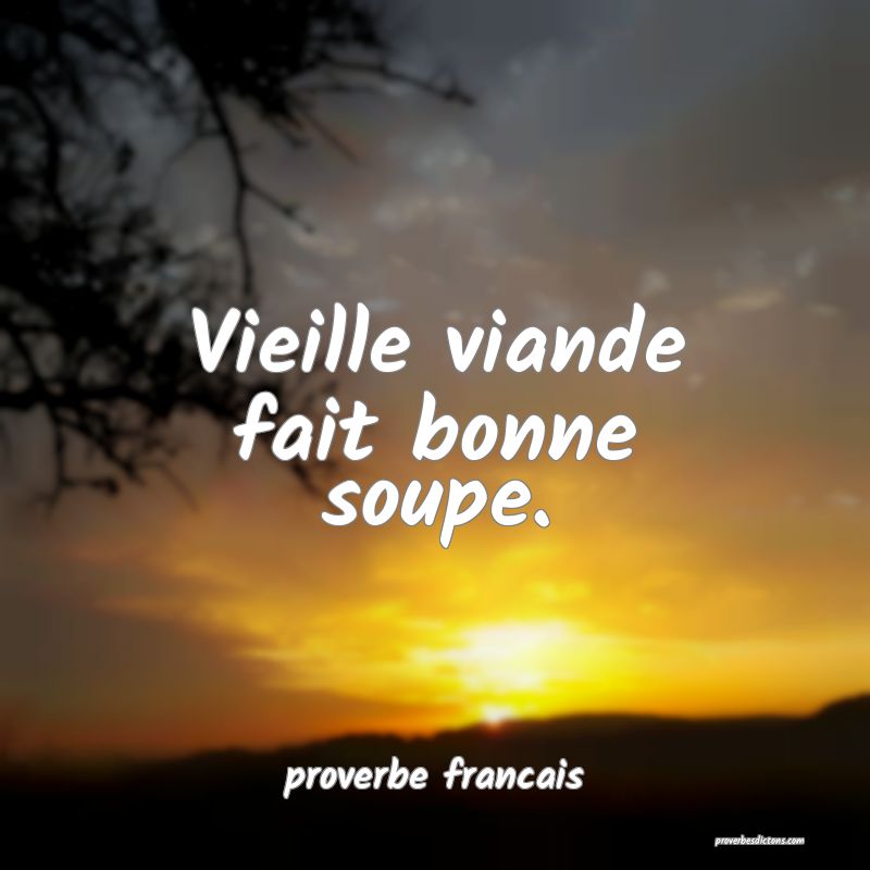  Vieille viande fait bonne soupe.