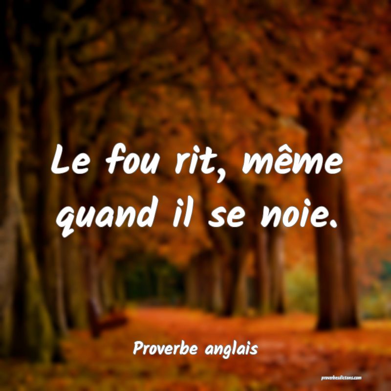  Le fou rit, même quand il se noie.