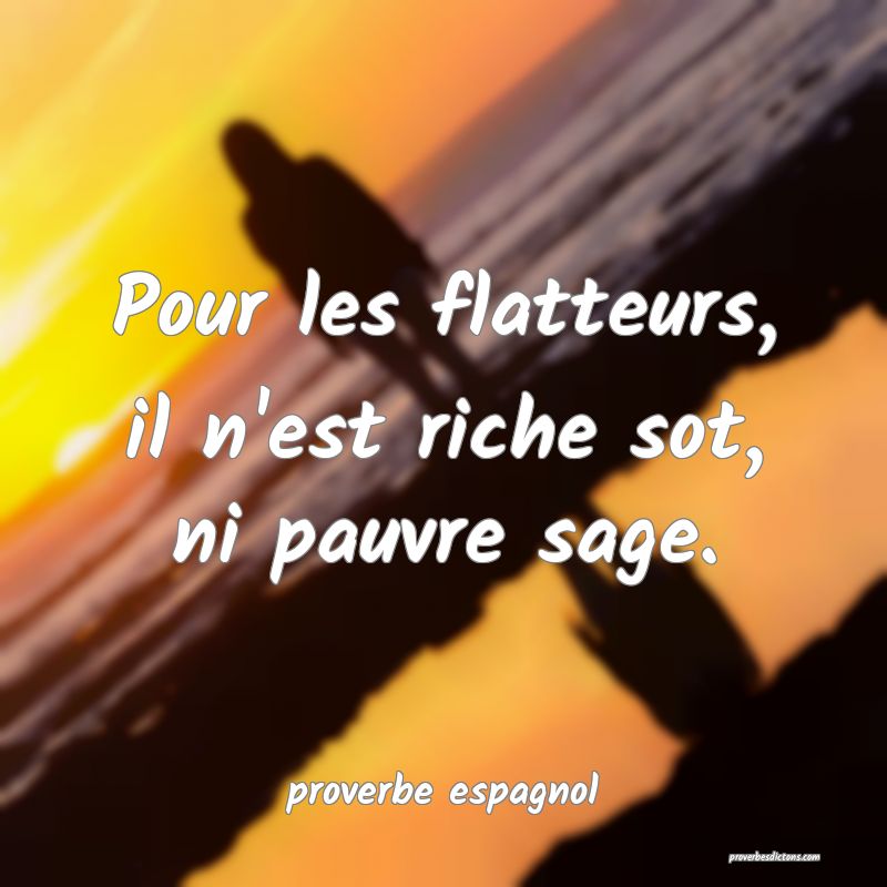  Pour les flatteurs, il n'est riche sot, ni pauvre sage.