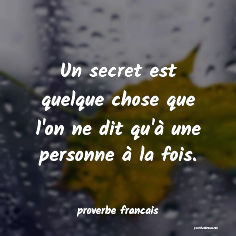  Un secret est quelque chose que l'on ne dit qu'à une personne à la fois.