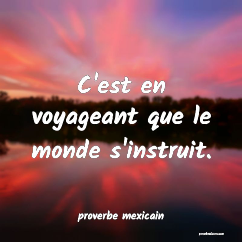  C'est en voyageant que le monde s'instruit.