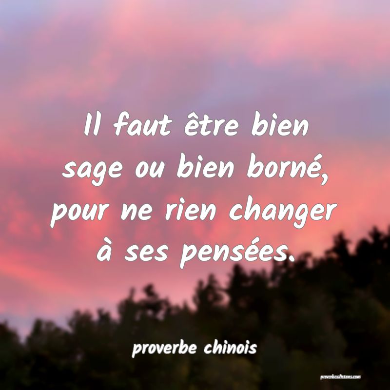  Il faut être bien sage ou bien borné, pour ne rien changer à ses pensées.