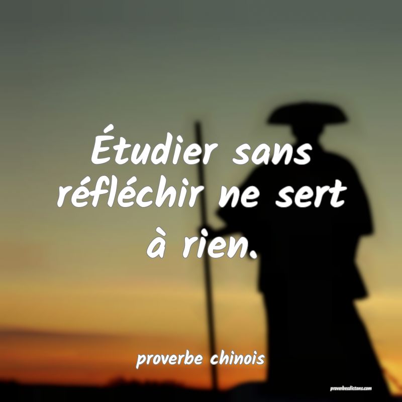  Étudier sans réfléchir ne sert à rien.