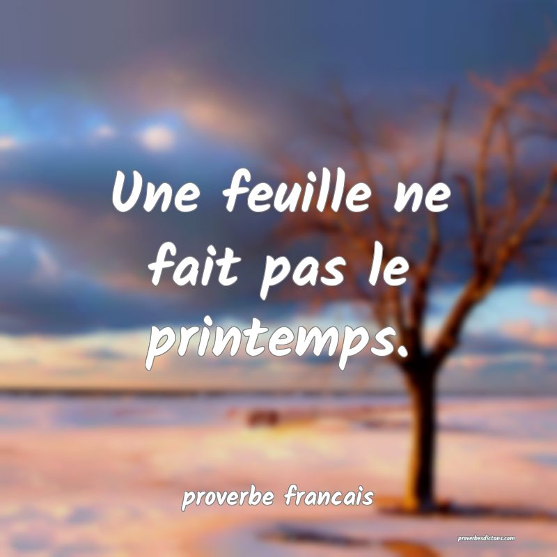  Une feuille ne fait pas le printemps.