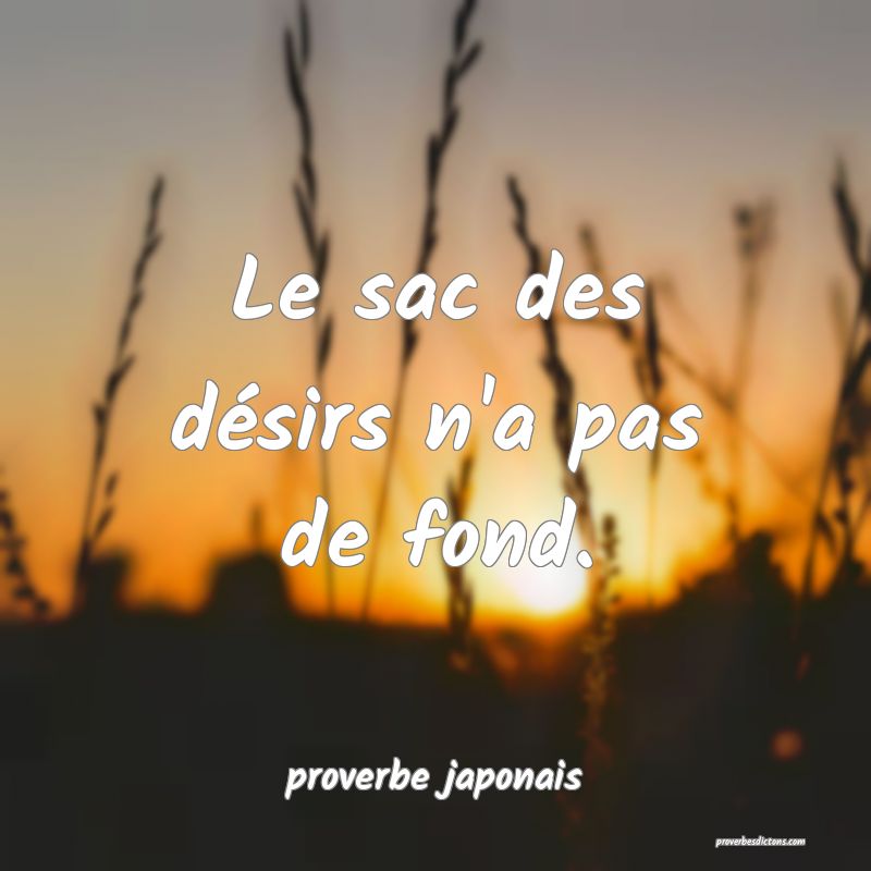  Le sac des désirs n'a pas de fond.