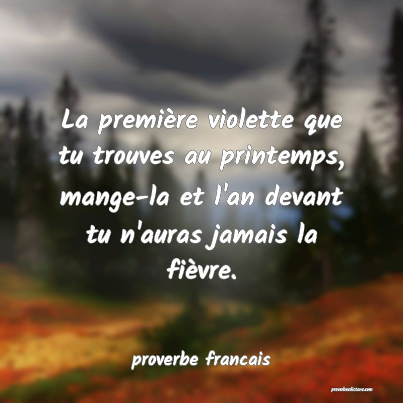  La première violette que tu trouves au printemps, mange-la et l'an devant tu n'auras jamais la fièvre.