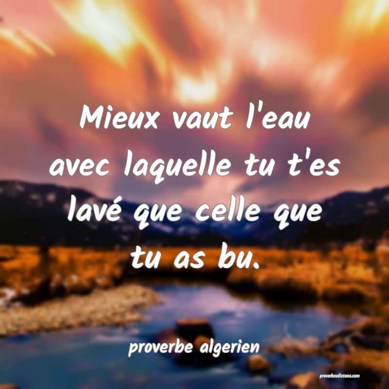  Mieux vaut l'eau avec laquelle tu t'es lavé que celle que tu as bu.