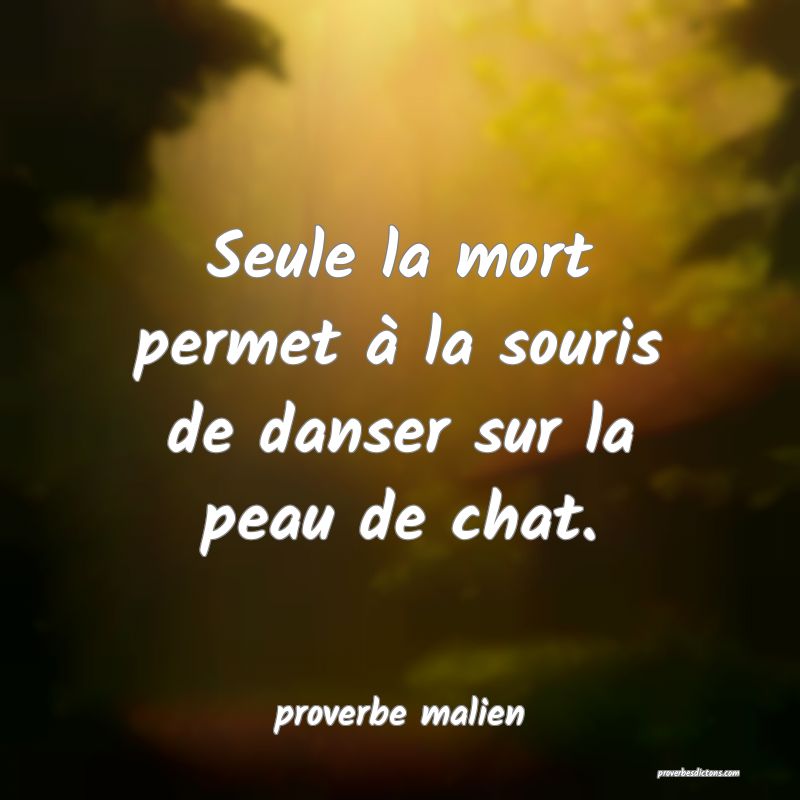  Seule la mort permet à la souris de danser sur la peau de chat.