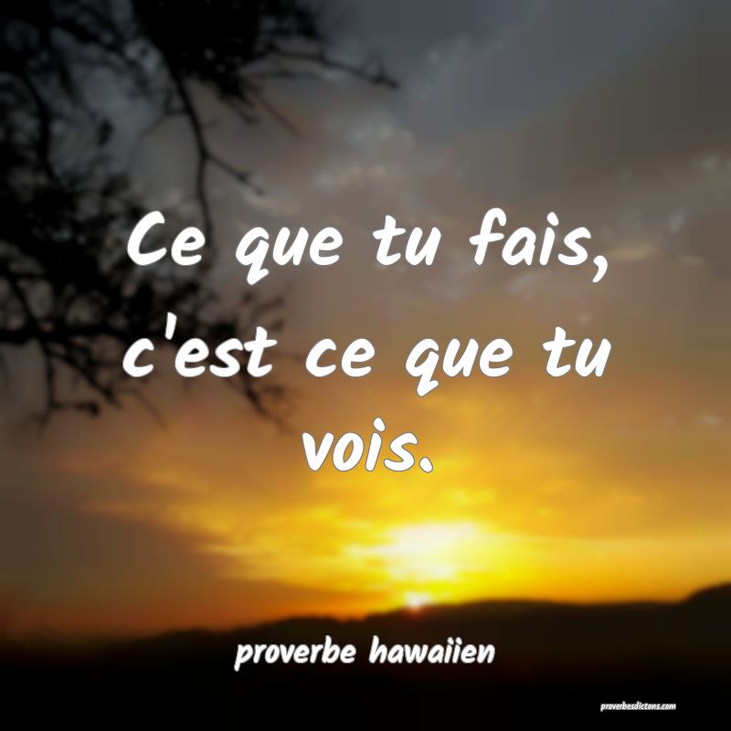 Ce que tu fais, c'est ce que tu vois.
