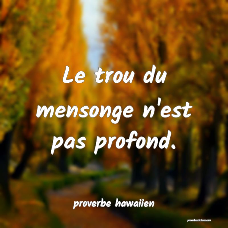 Le trou du mensonge n'est pas profond.