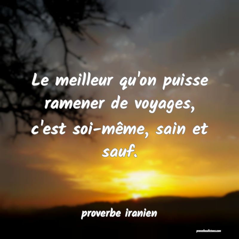  Le meilleur qu'on puisse ramener de voyages, c'est soi-même, sain et sauf.