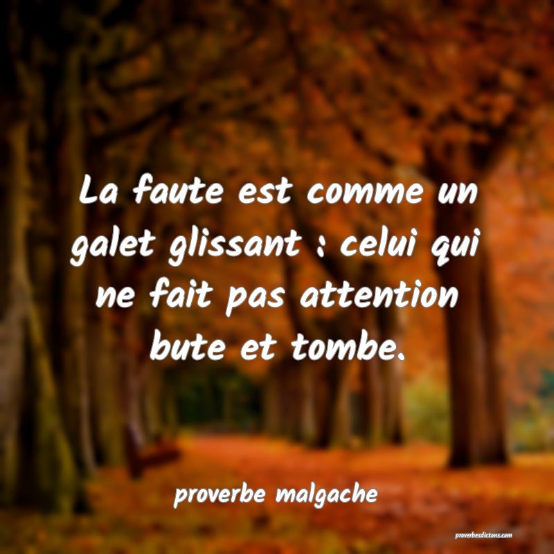  La faute est comme un galet glissant : celui qui ne fait pas attention bute et tombe.