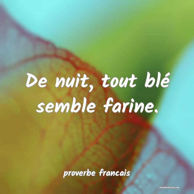  De nuit, tout blé semble farine.